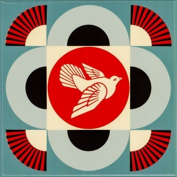 SHEPARD FAIREY - GEOMETRIC DOVE - CERAMIC SCULPTURE - BLUE - OBEY - Picture 1 of 3